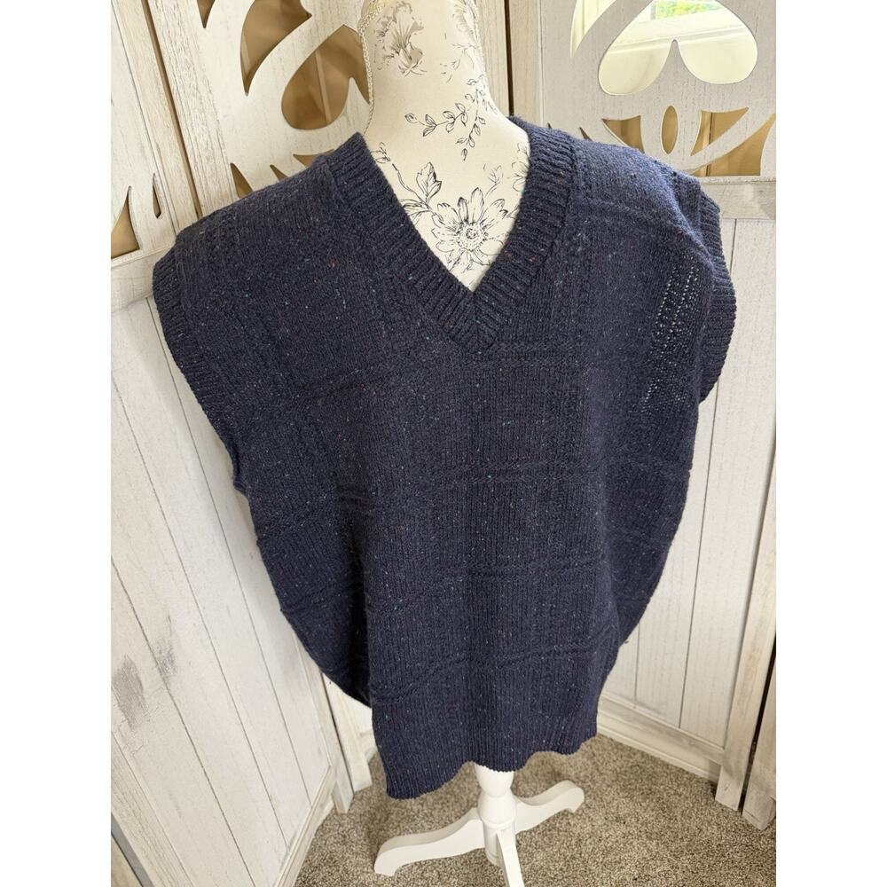 Vintage REI Sweater Vest Mens Blue Full Wool Made In USA Grandpa Core Size XXL